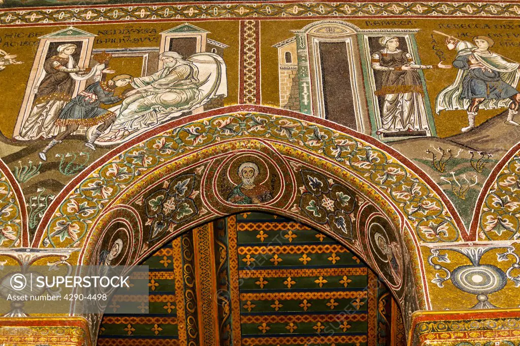 Mosaics inside Monreale Cathedral, Monreale, near Palermo, Sicily, Italy