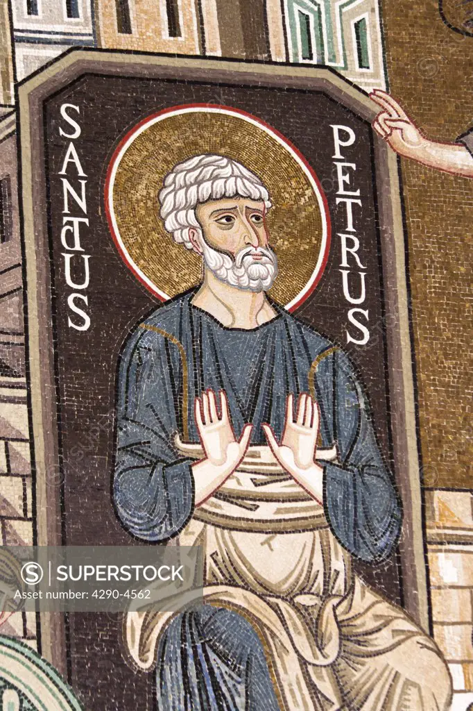 Saint Peter mosaic in Cappella Palatina, Palazzo dei Normanni, Palermo, Sicily, Italy