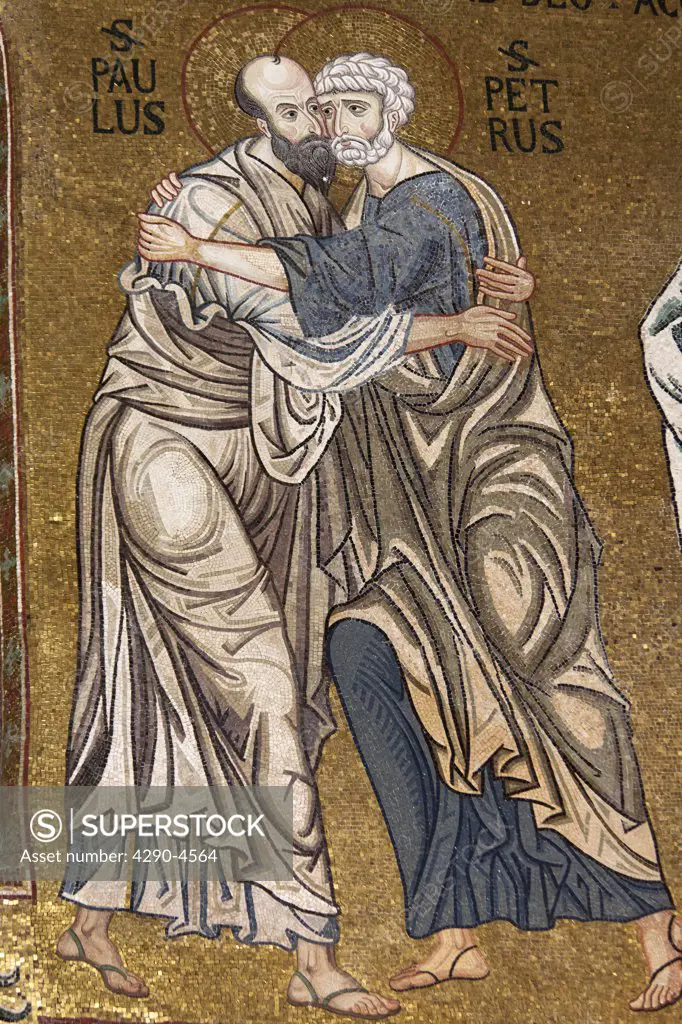 St Peter and St Paul mosaic, Cappella Palatina, Palazzo dei Normanni, Palermo, Sicily, Italy