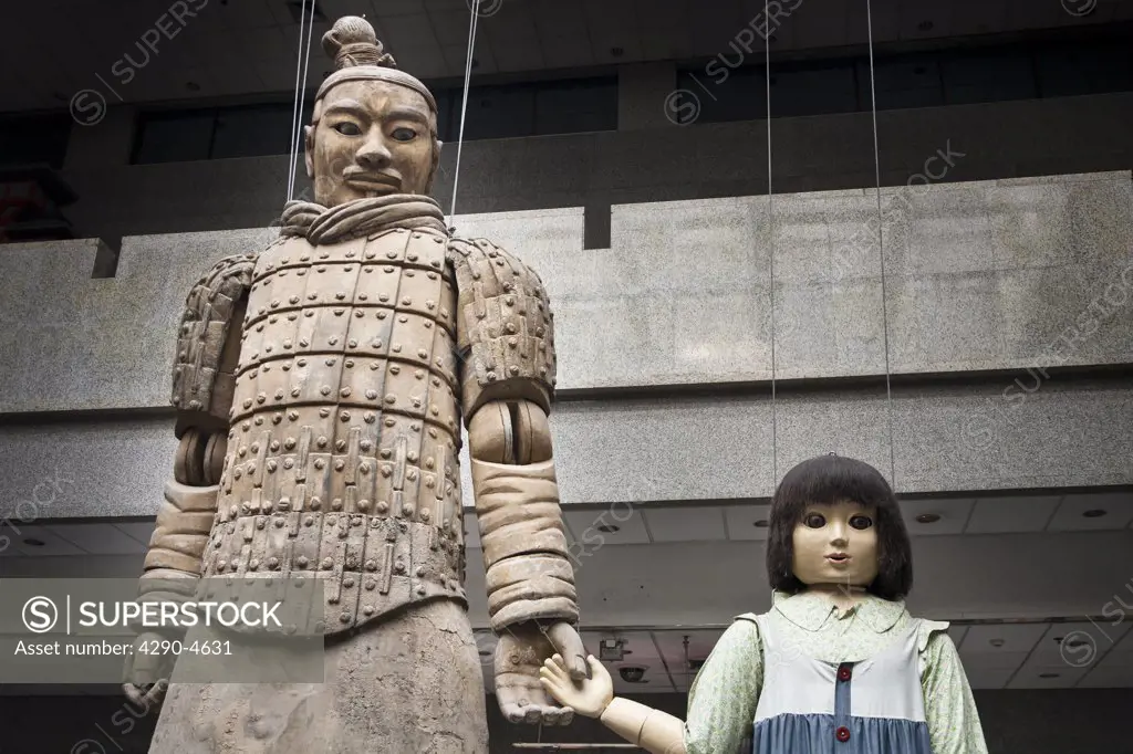 Marionettes used in 2008 Olympics ceremony, in bronze chariots museum, site of terracotta army, Xian, Shaanxi Province, China