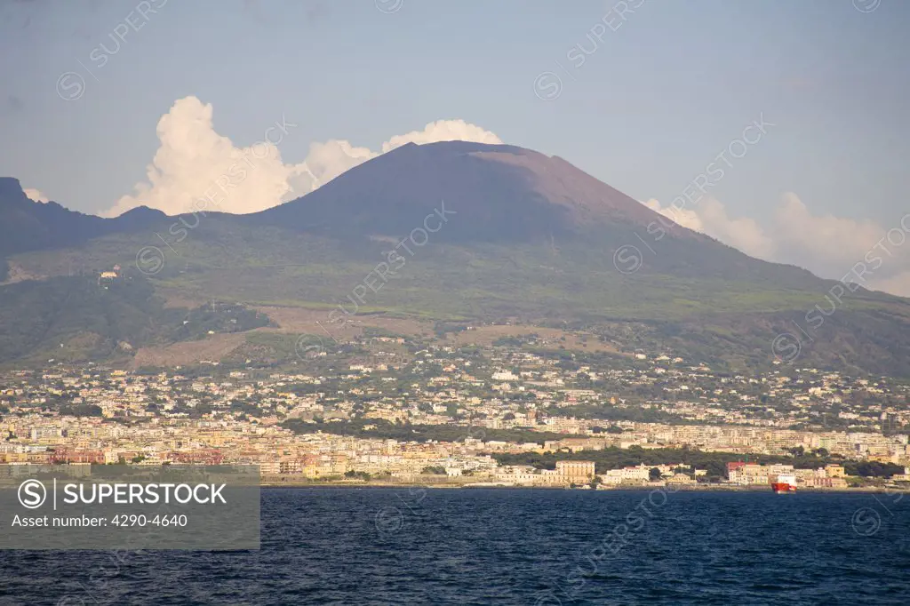 Mount Vesuvius from the sea, Bay of Naples, Italy
