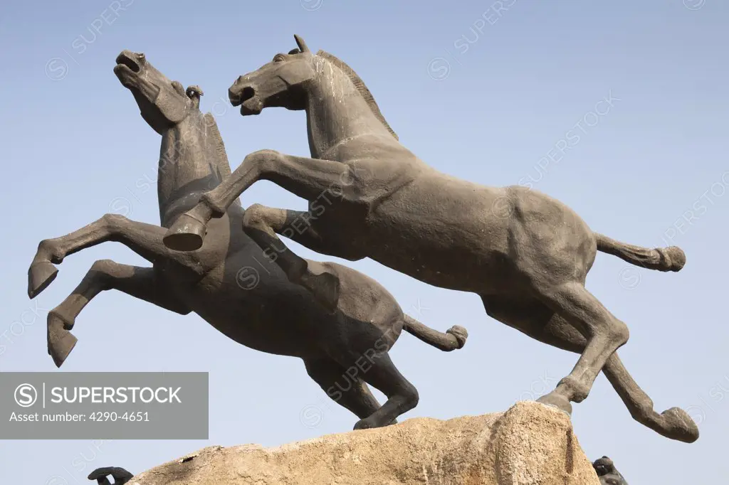 Statue of two galloping horses, Xian, Shaanxi Province, China