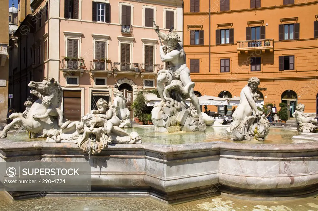 Neptune Fountain, Fontana di Nettuno, Piazza Navona, Rome, Italy