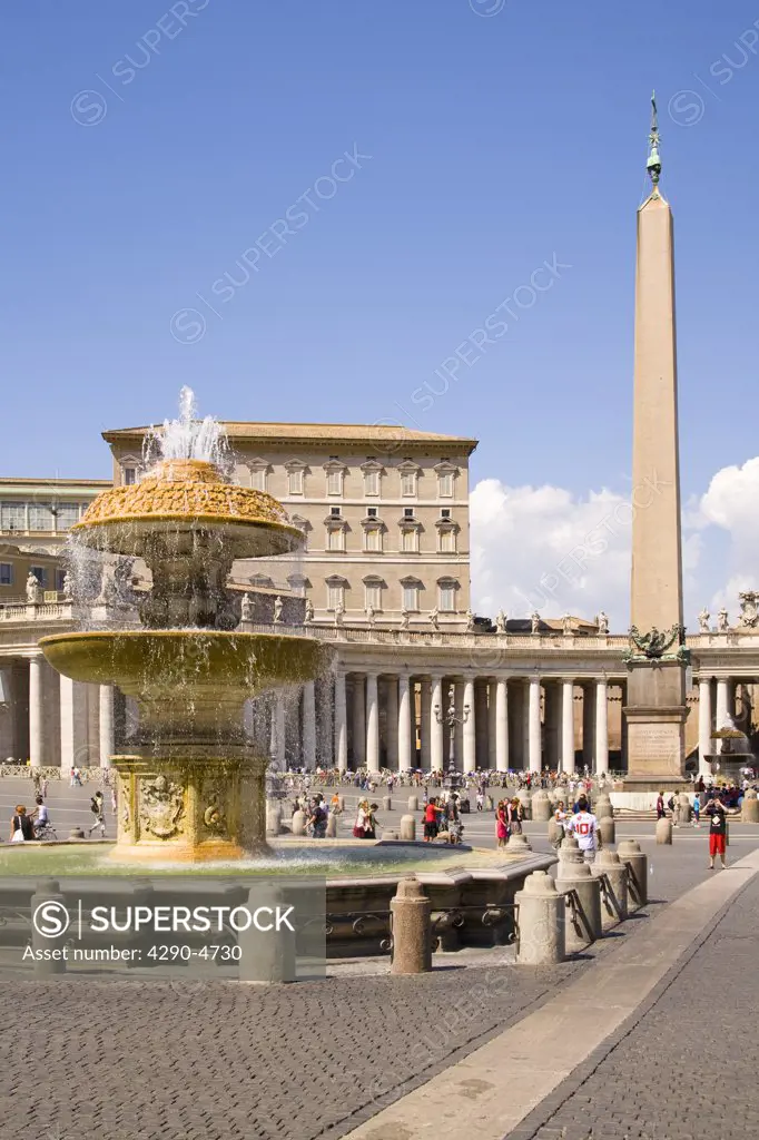 Obelisk and fountain in Saint Peters Square, Vatican City, Rome, Italy