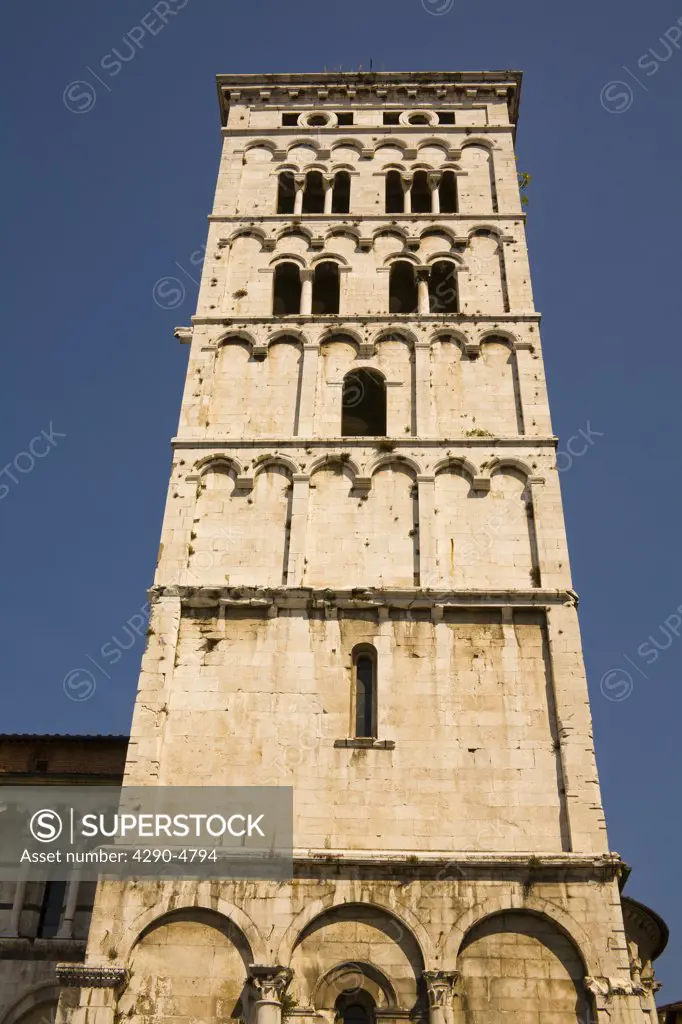 Campanile of San Michele in Foro Church, Piazza San Michele, Lucca, Tuscany, Italy