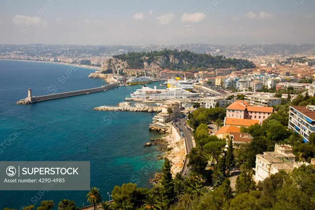 Overlooking Nice harbour and town, Nice, France