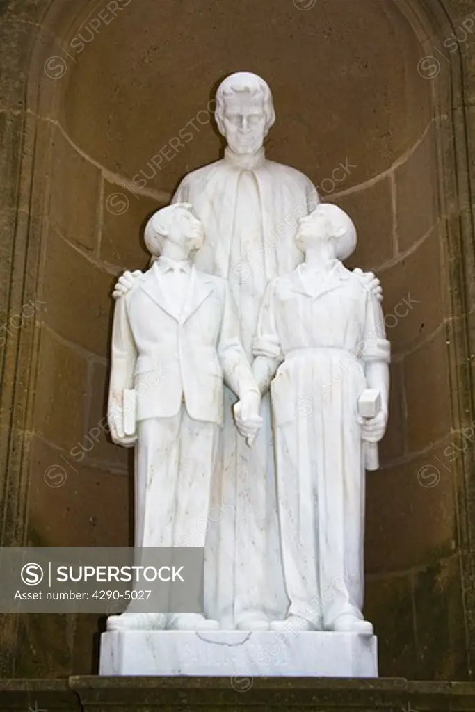 Statue of Saint Joan Bosco, Montserrat Basilica and Monastery, Montserrat, near Barcelona, Spain