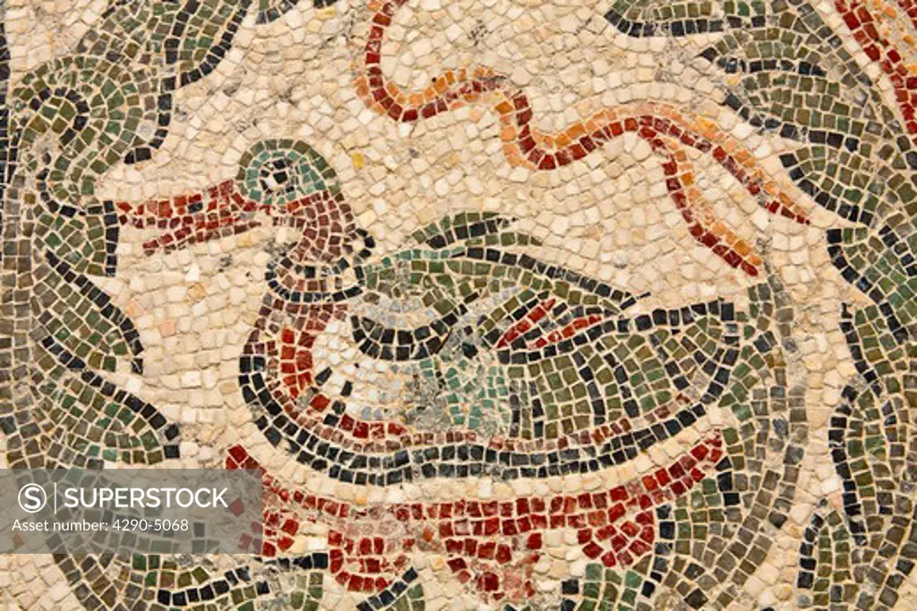 Animal mosaic outside the Triclinium, Villa Romana del Casale, Piazza Armerina, Sicily, Italy
