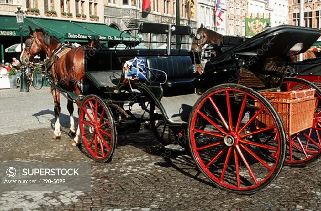 Horse and carriage in the Markt, Market Place, Bruges, Belgium