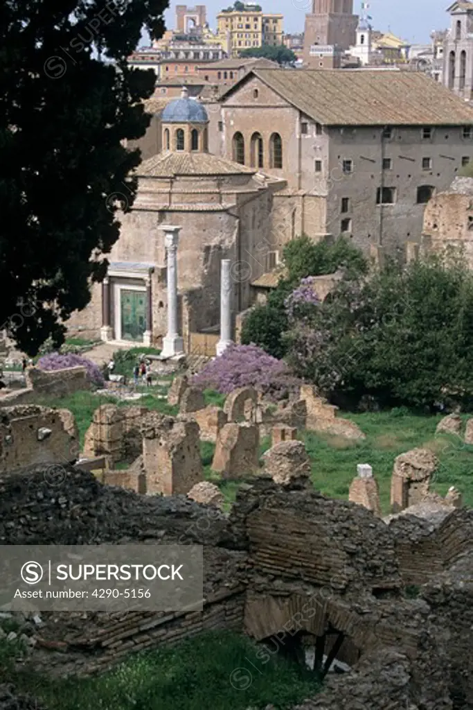 Temple of Romulus and Church of Santi Cosma e Damiano, The Forum, Rome, Italy