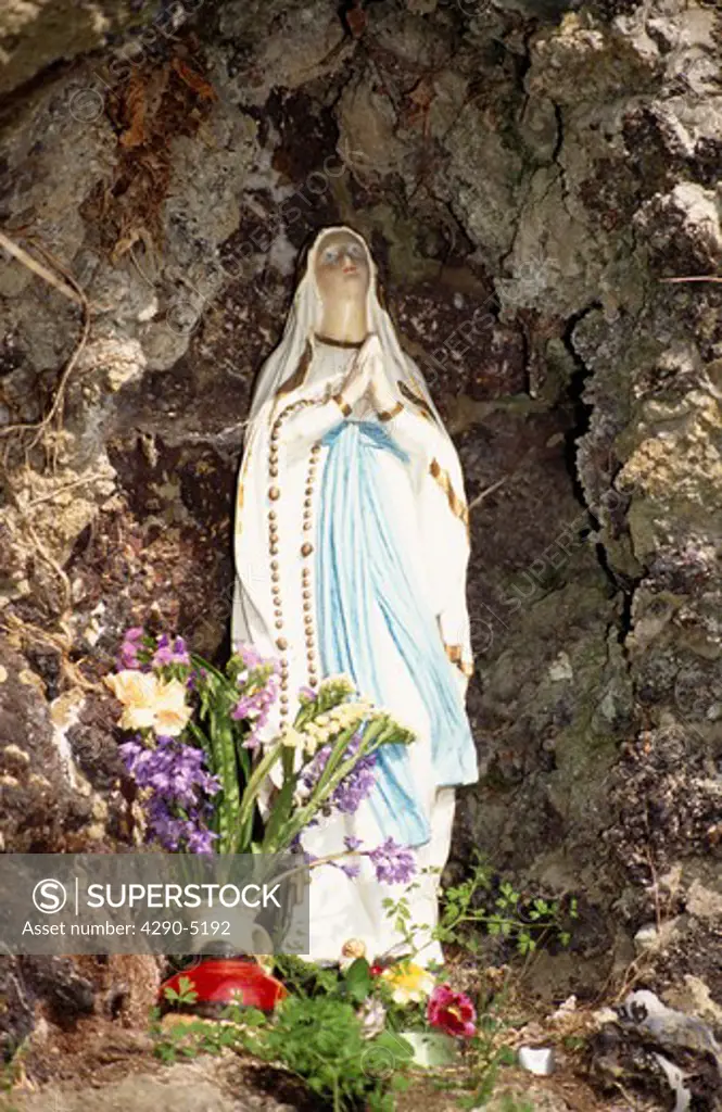 Statue of the Virgin Mary at the Little Chapel, Les Vauxbelets, St Andrew, Guernsey, Channel Islands