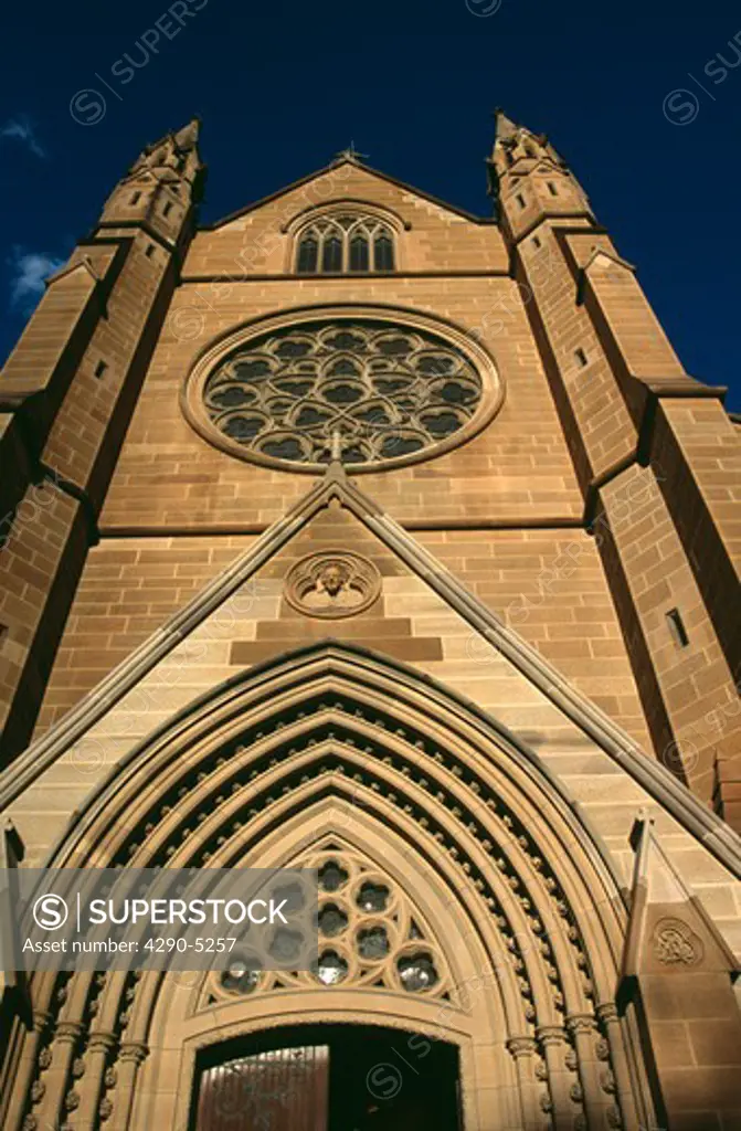 Saint Marys Cathedral, Sydney, New South Wales, Australia. Evening light