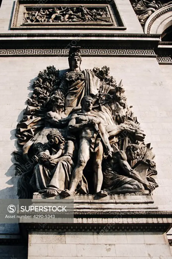 Statue detail, Arc de Triomphe, Place Charles de Gaulle, Paris, France