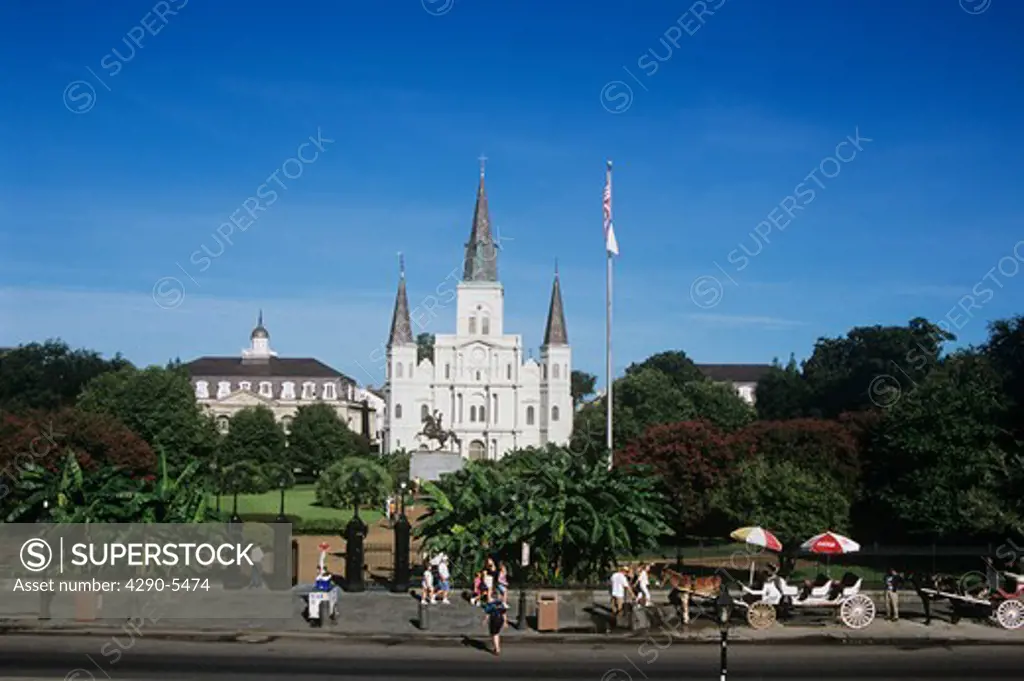 Saint Louis Cathedral and The Cabildo Museum, Jackson Square, French Quarter, New Orleans, Louisiana, USA