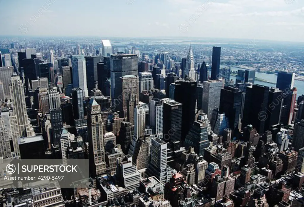 View of Manhattan skyline from Empire State Building, New York City, New York, USA