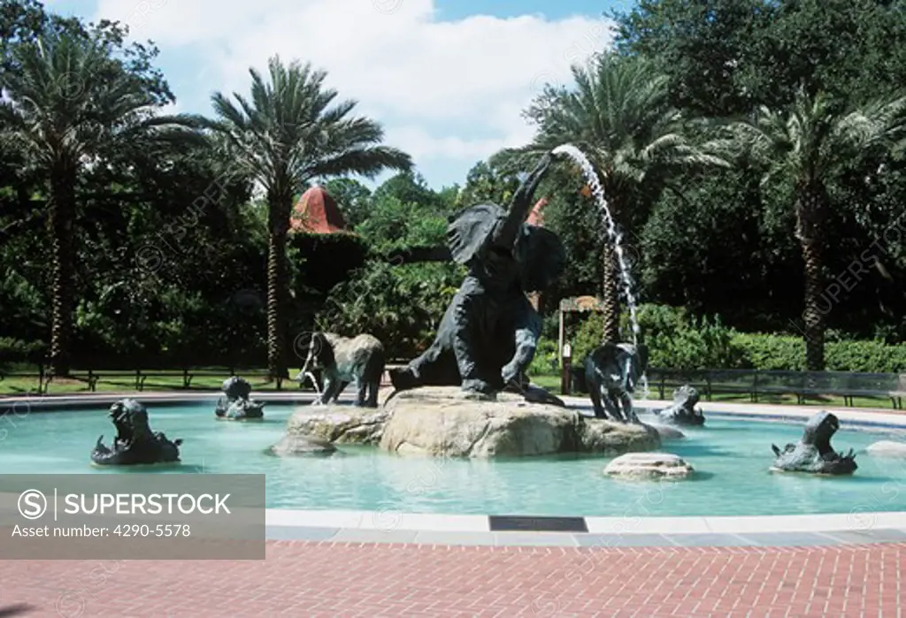Elephant fountain, Audubon Zoo, New Orleans, Louisiana, USA