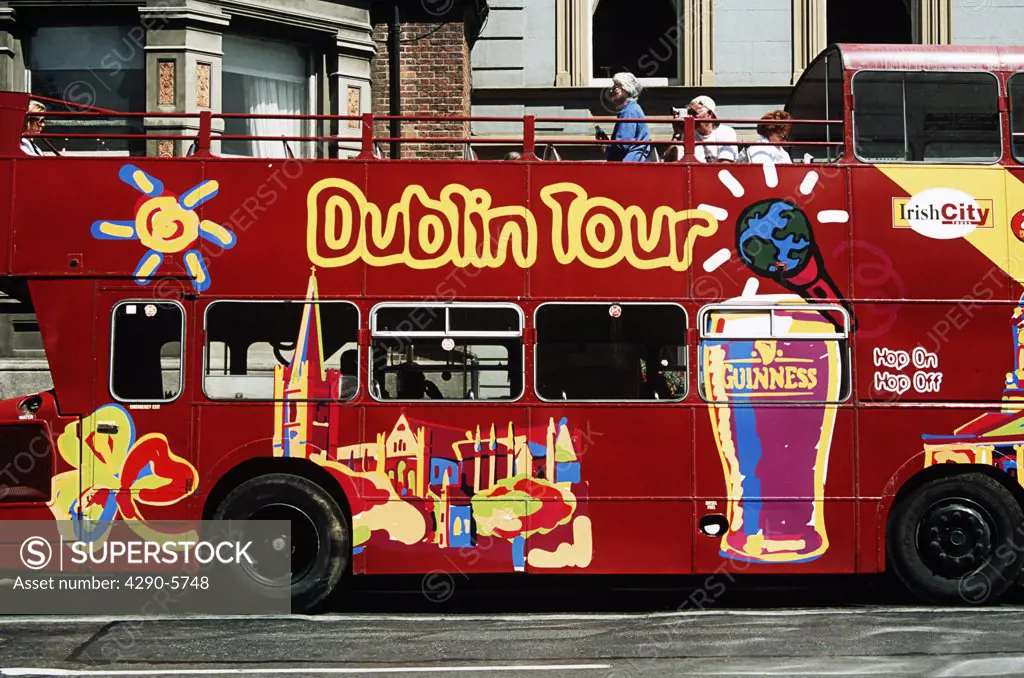 Tourist bus waiting in a street, Dublin, Southern Ireland