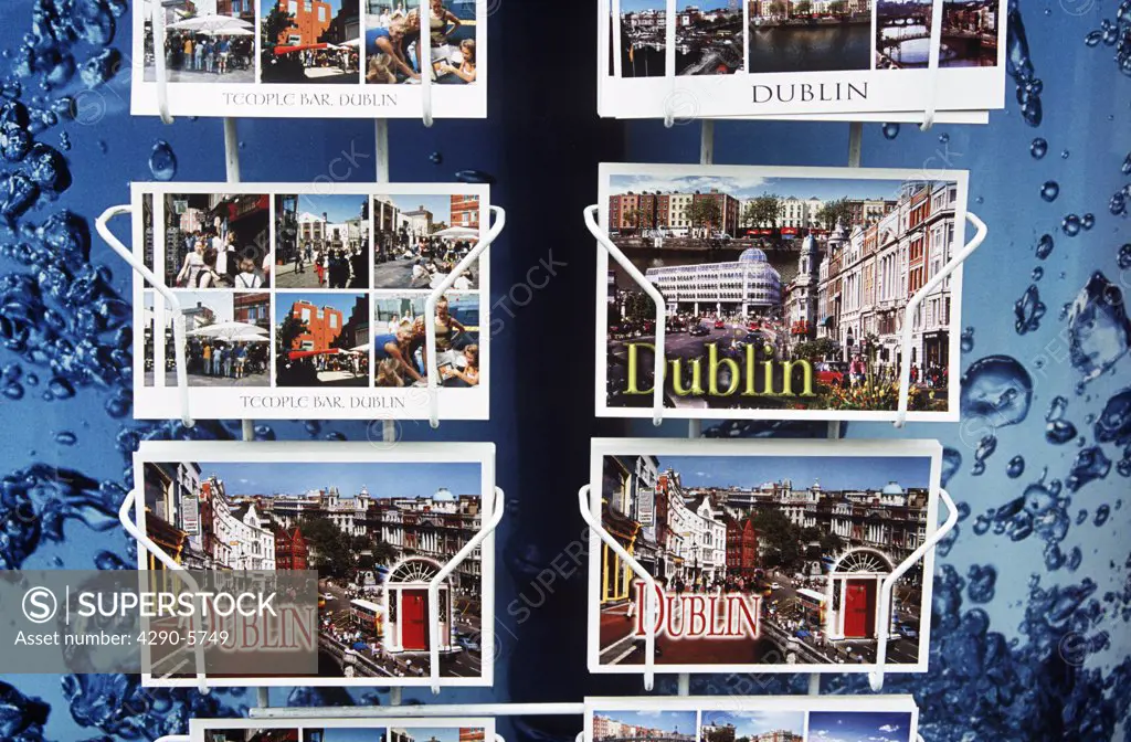 Postcards for sale outside a gift shop, Dublin, Southern Ireland