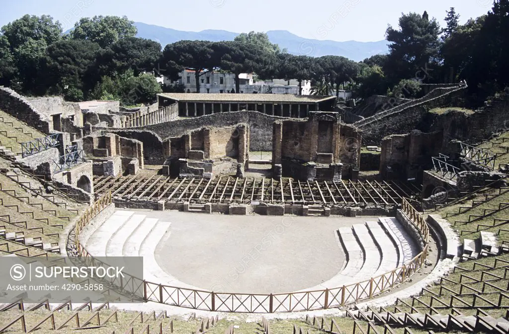 The Large Theatre, Pompeii archaeological site, Pompeii, near Naples, Campania, Italy
