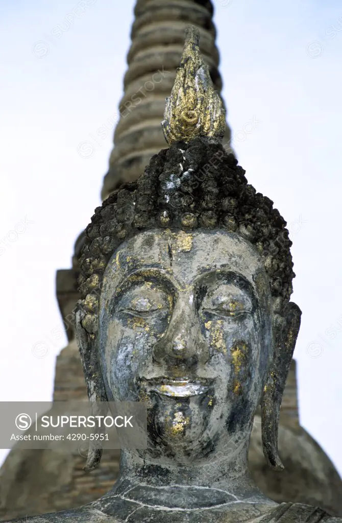 Head of Buddha statue, Wat Mahathat, Sukhothai Historical Park, Sukhothai, Thailand