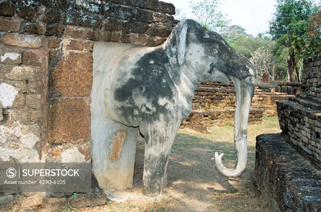 Elephant statue, Kamphaeng Phet Historical Park, Kamphaeng Phet, Thailand