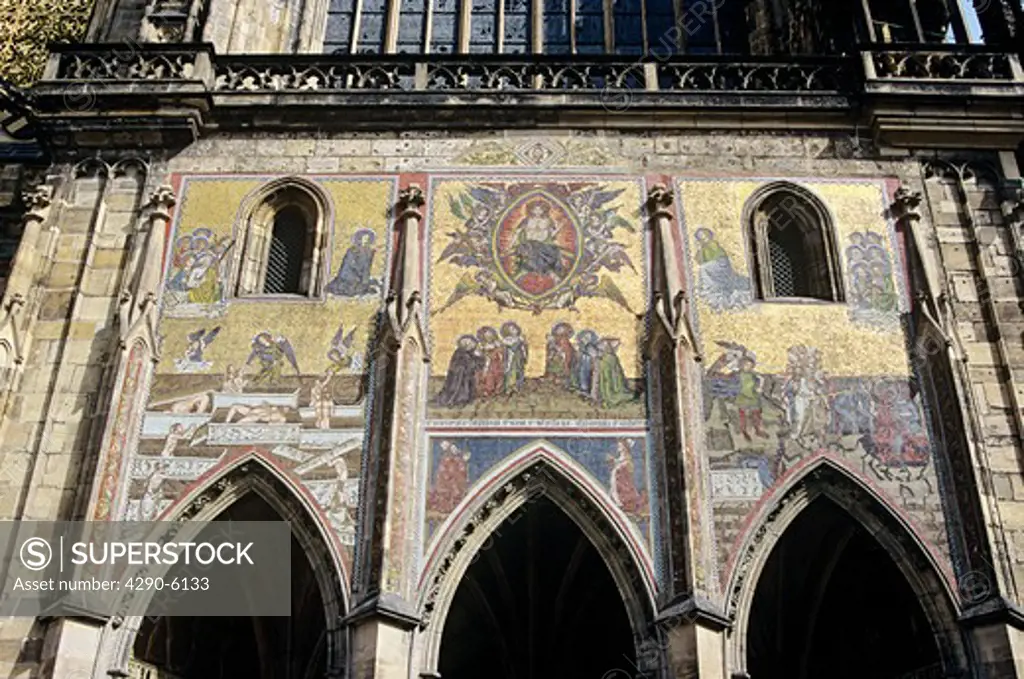 Last Judgement Mosaic, Saint Vitus Cathedral, Katedrala Svateho Vita, inside Prague Castle grounds, Prague, Czech Republic