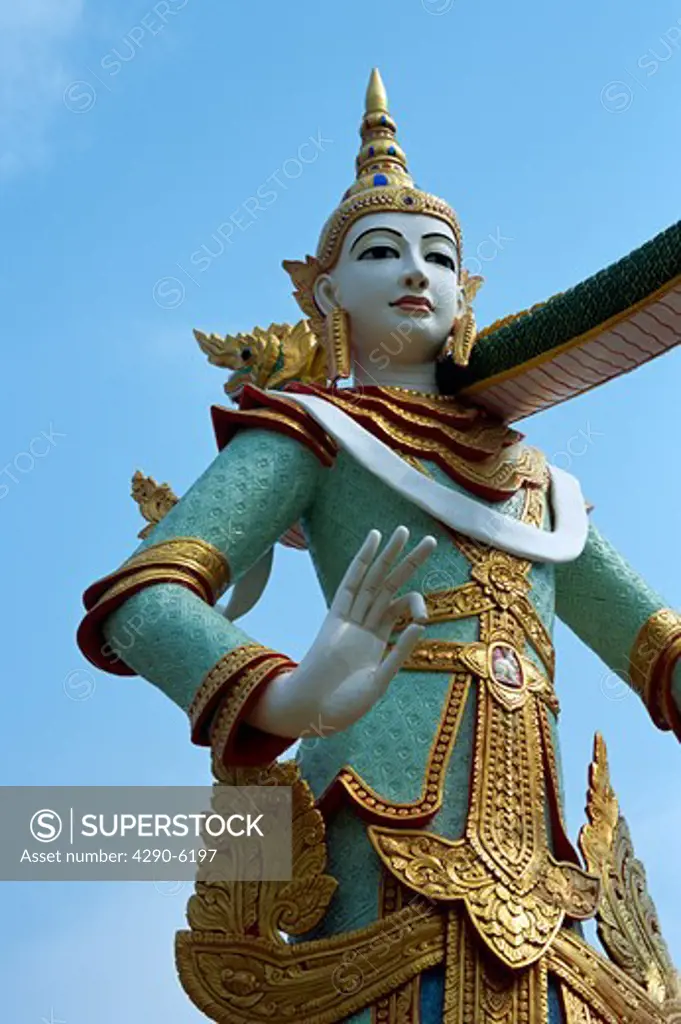 Ornate colourful statue, Wat Phra That Suton Mong Konkiree Temple, Denchai District, Phrae Province, Thailand