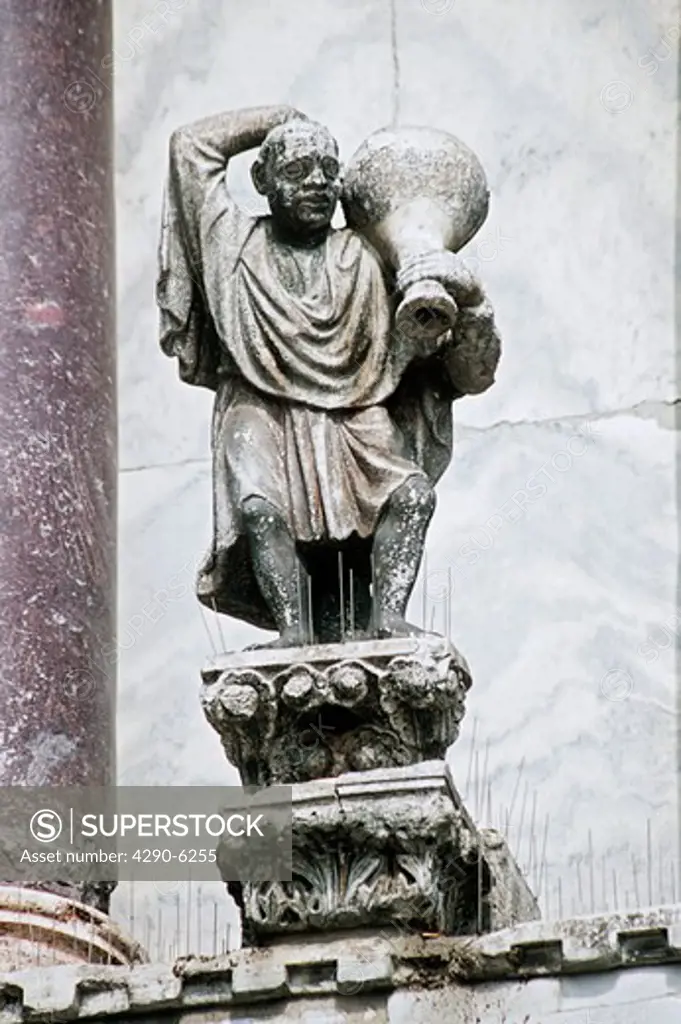 Statue outside Basilica di San Marco, Saint Marks Basilica, Piazza San Marco, Saint Marks Square, Venice, Italy