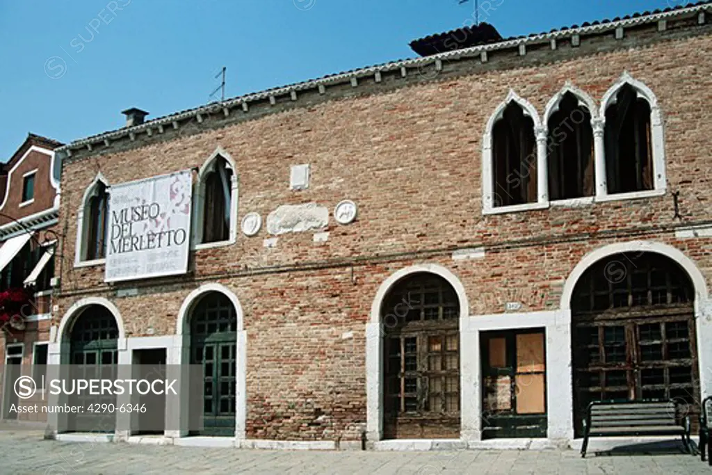 Museo Del Merletto, lace making museum, on the island of Burano, Venice, Italy