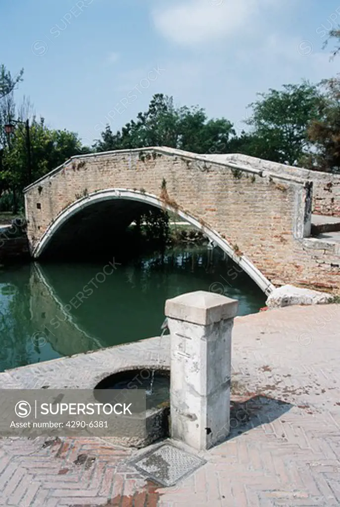 Bridge over a canal on the island of Torcello, Venice, Italy