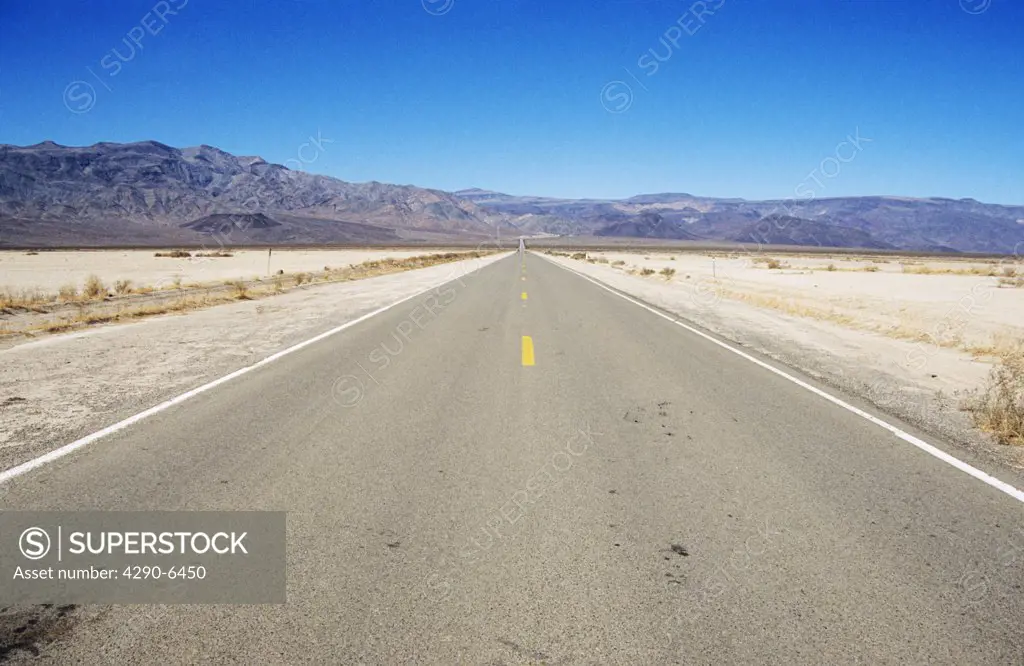Long straight road, California, USA
