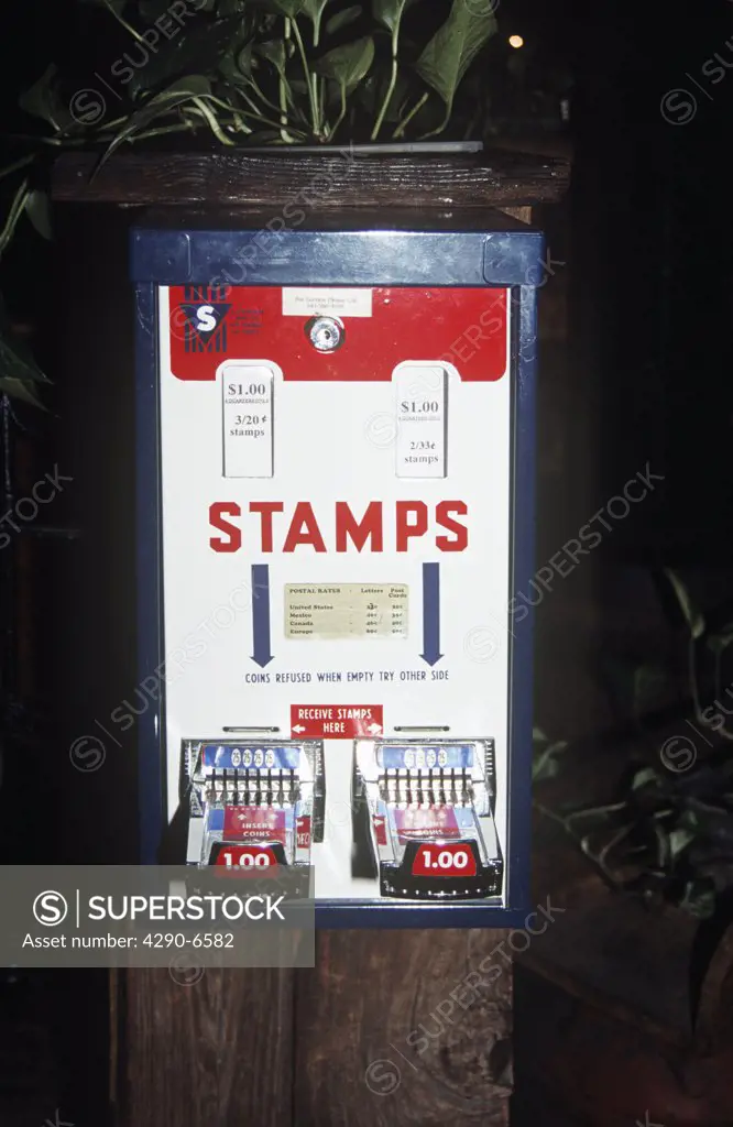 US postage stamps vending machine in street, Florida, USA