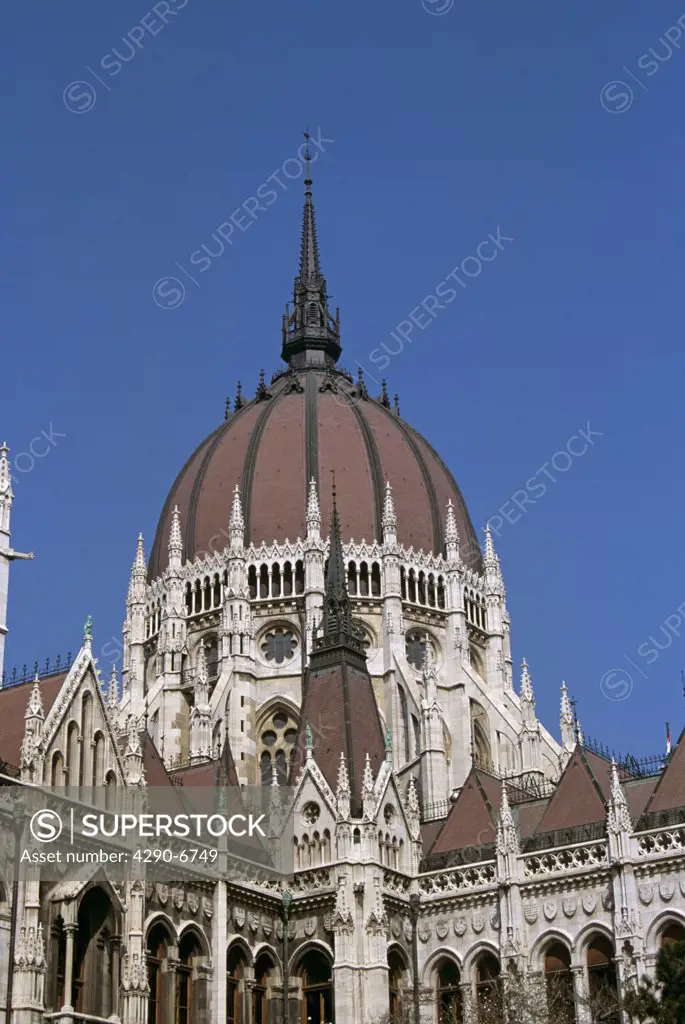 Parliament building, Budapest, Hungary. Dome detail