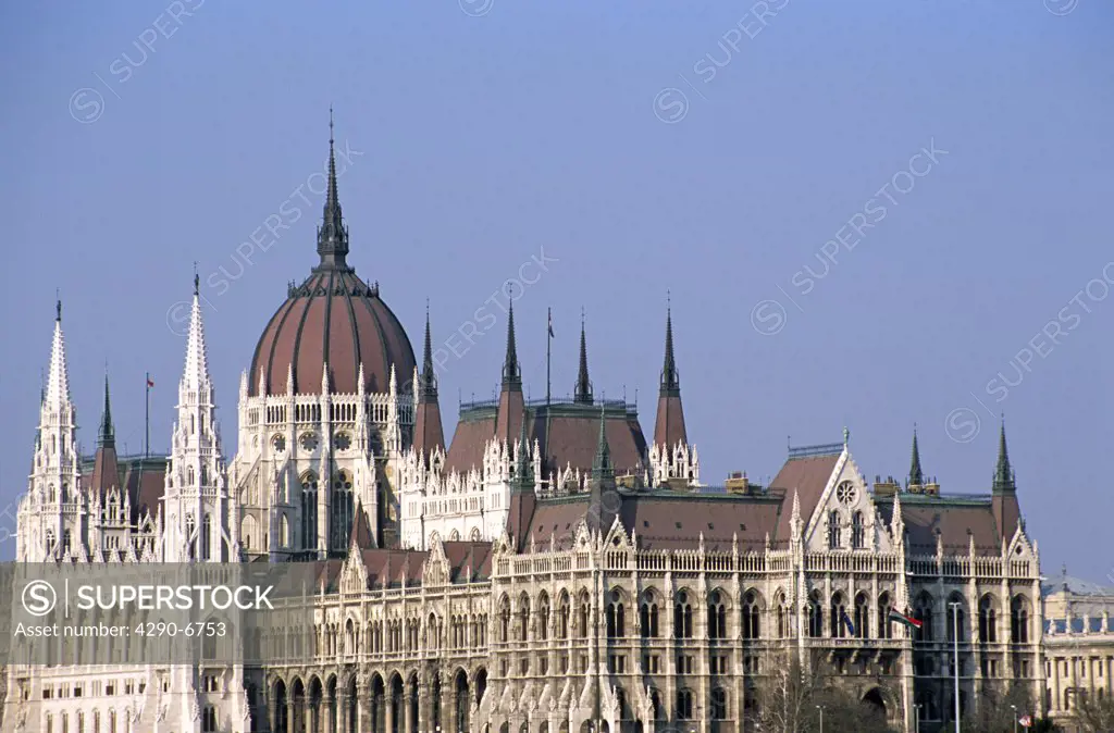 Parliament building from across the River Danube, Budapest, Hungary