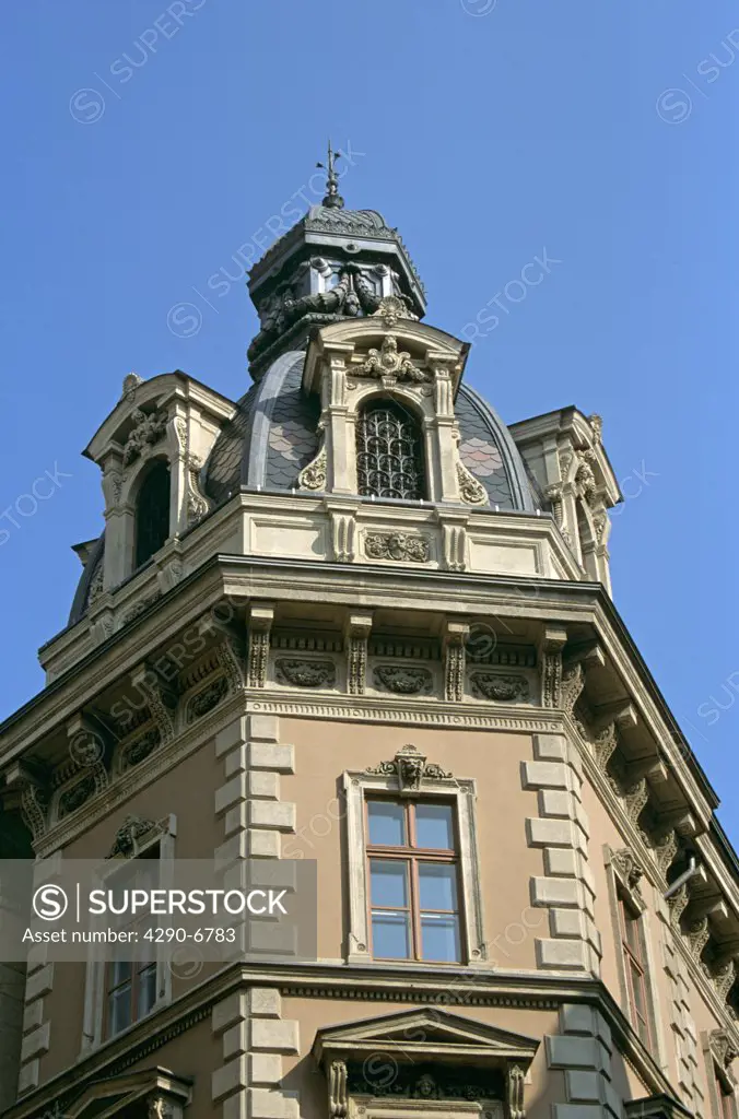 Gable end of building in Realtanoda Ulca, Budapest, Hungary