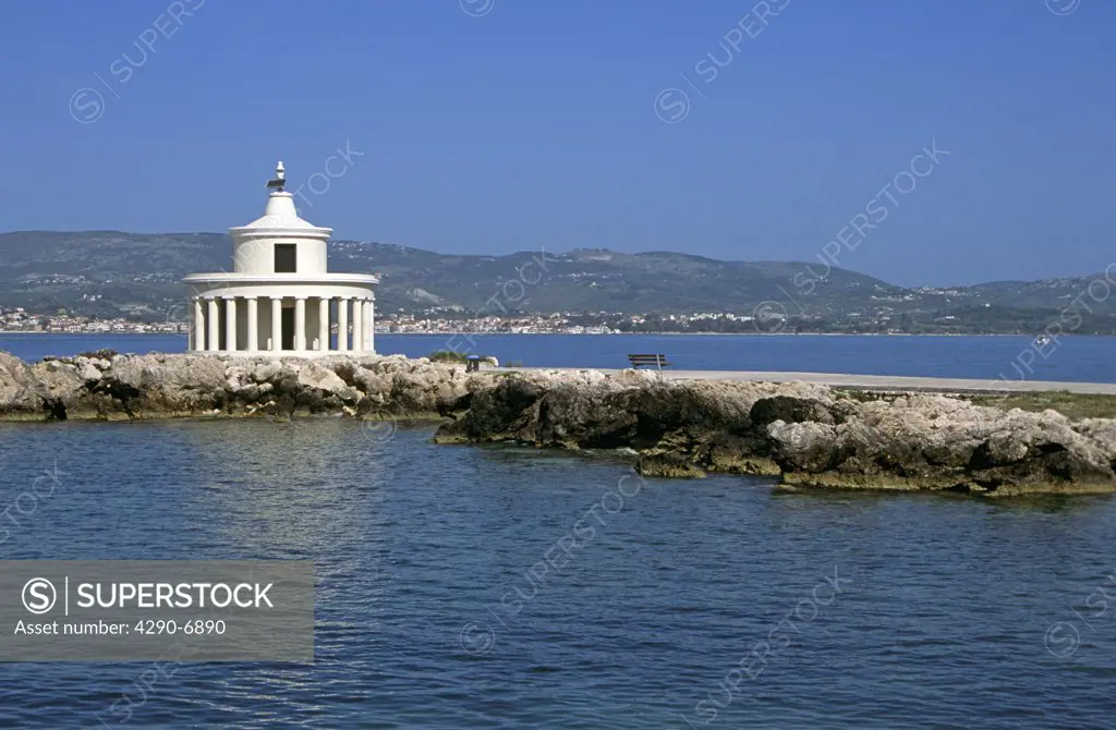 Saint Theodore Lighthouse and causeway, near Argostoli, Kefalonia, Greece
