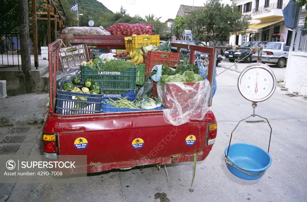 Truck loaded with vegetables, Stavros, Ithaca, Greece