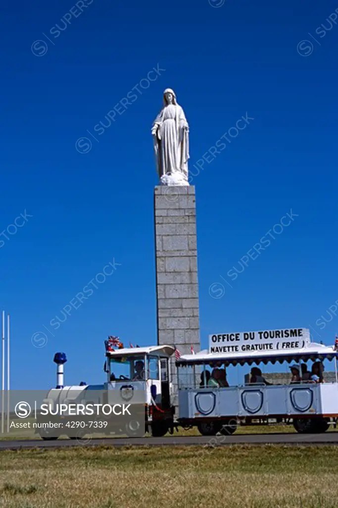 Arromanches-les-Bains, Normandy, France, Statue of Virgin Mary, Tourists' transportation vehicle