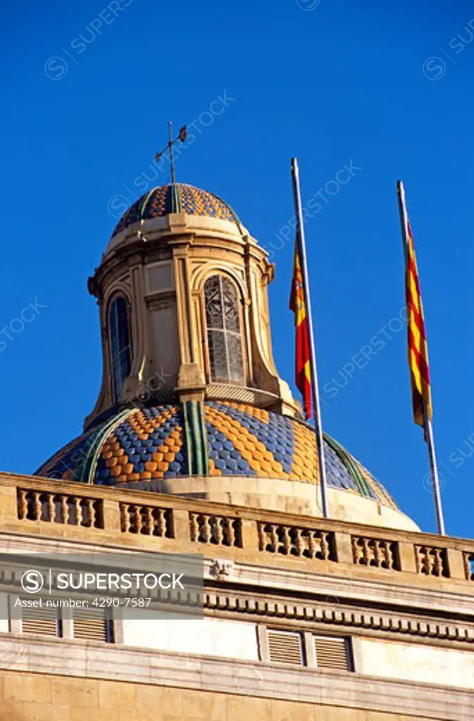 Roof and dome of Palau de la Generalitat de Catalunya, Government of Catalunya, Renaissance design, Placa Sant Jaume, Barcelona, Spain.