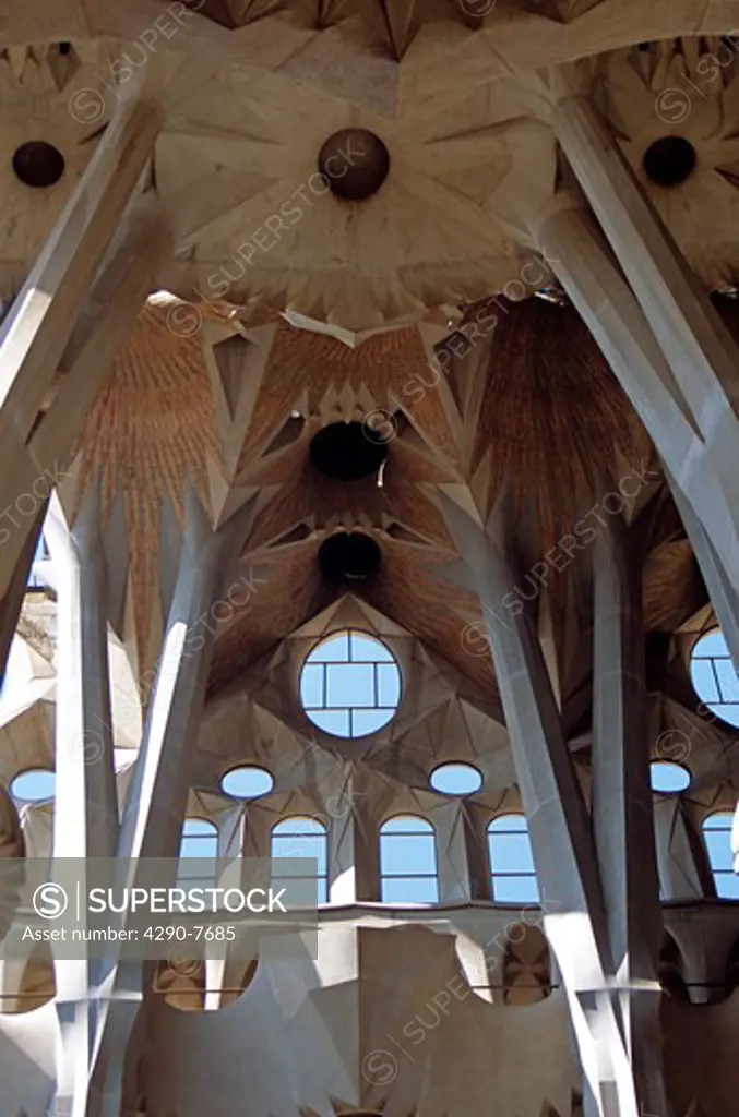 Interior of La Sagrada Familia, Barcelona, Spain