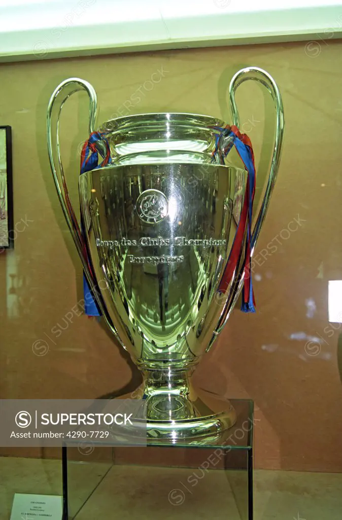 1992 European Cup, Trophy room in museum in the Nou Camp Stadium, Barcelona Football Club, Barcelona, Spain