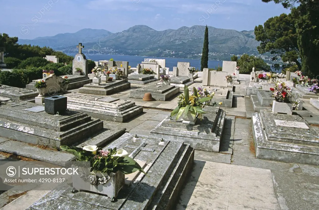 Graveyard, Racic Family Mausoleum, Cavtat, near Dubrovnik, Dalmatian Coast, Croatia, Former Yugoslavia