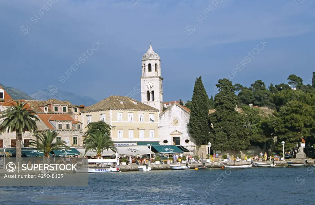 Saint Nicholas Church and quayside, Cavtat, near Dubrovnik, Dalmatian Coast, Croatia, Former Yugoslavia