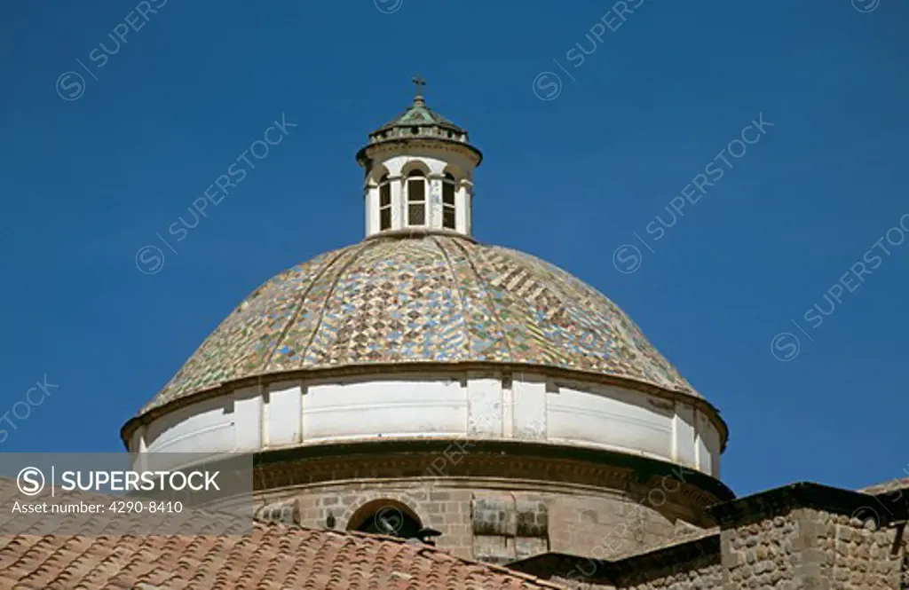 Ornate dome of Iglesia La Compania de Jesus, Plaza de Armas, Cusco, Peru