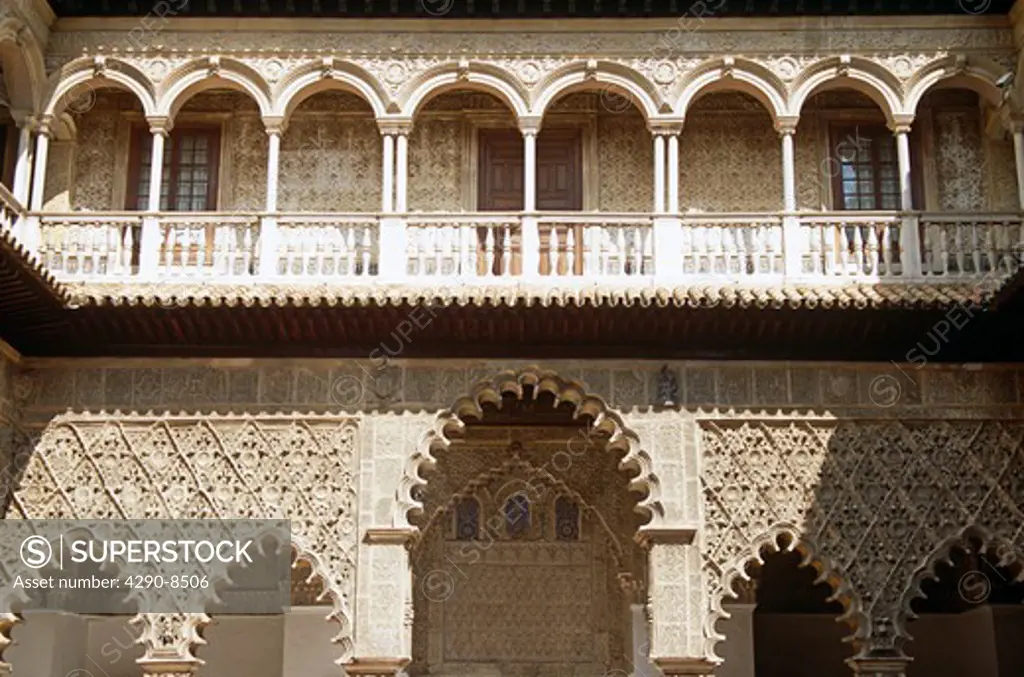 Building in Courtyard of the Maidens, Palacio Mudejar, Reales Alcazares, Seville, Spain