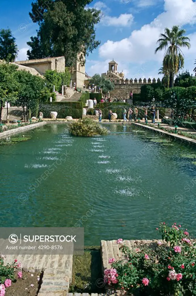Pond in the gardens of Alcazar de los Reyes Cristianos, Fortress of the Christian Kings, Cordoba, Spain