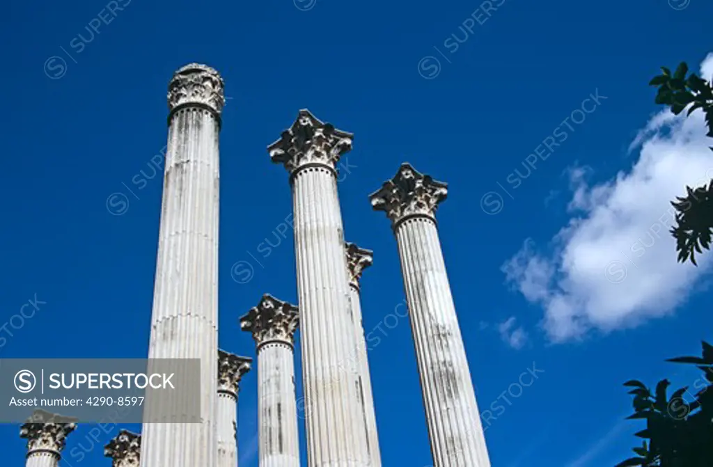 Corinthian Columns in Roman Temple, Templo de Culto Imperial, Cordoba, Spain