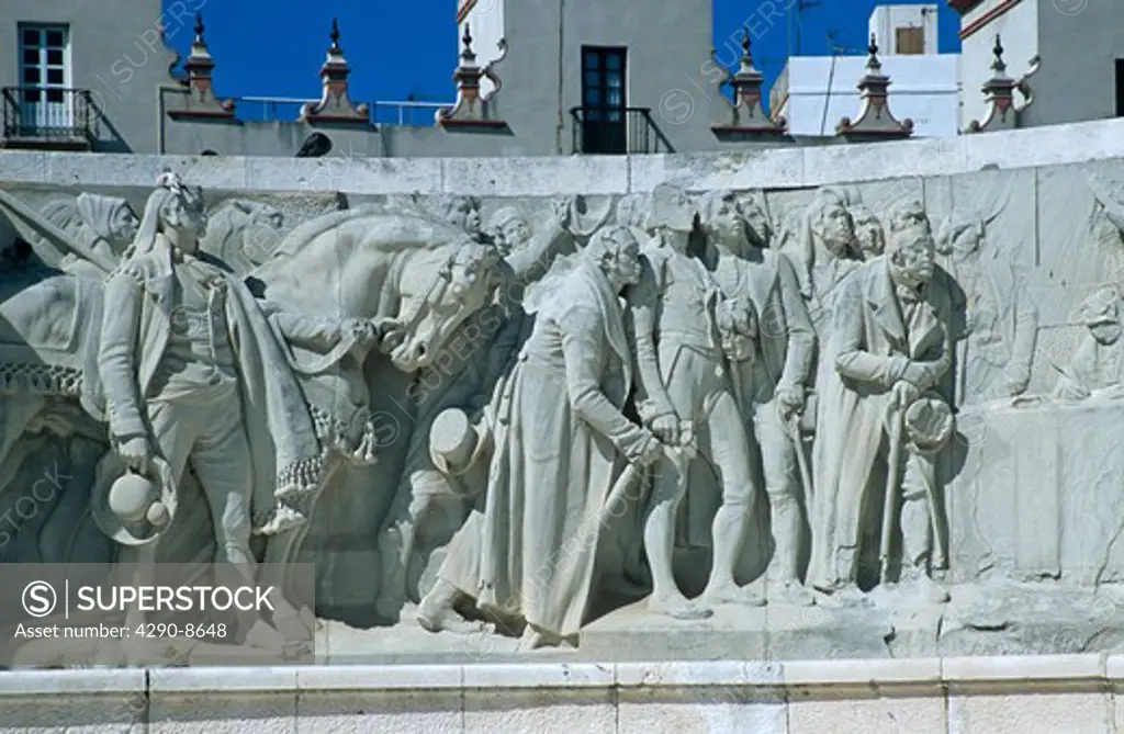 Section of Monument dedicated to Cortes of Cadiz of 1812, Cadiz Parliament, Plaza de Espana, Cadiz, Spain