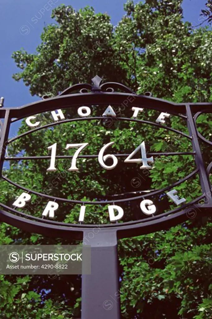 Choate Bridge, 1764, sign, Ipswich, Essex County, Massachusetts, New England, USA