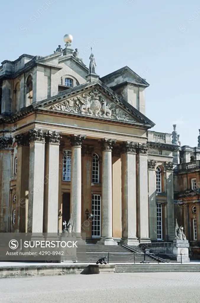 Blenheim Palace, Woodstock, near Oxford, Oxfordshire, England. Wing of Palace in courtyard near main entrance.